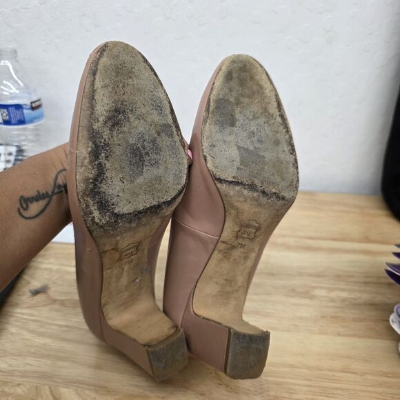 Tory Burch 'Raleigh' Leather Pump Logo Toe - Blush Oak - Size 7 - Picture 9 of 11